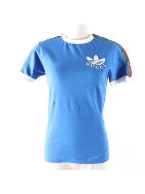 Gucciadidas Cotton Trefoil Print Short Sleeve T-Shirt Blue